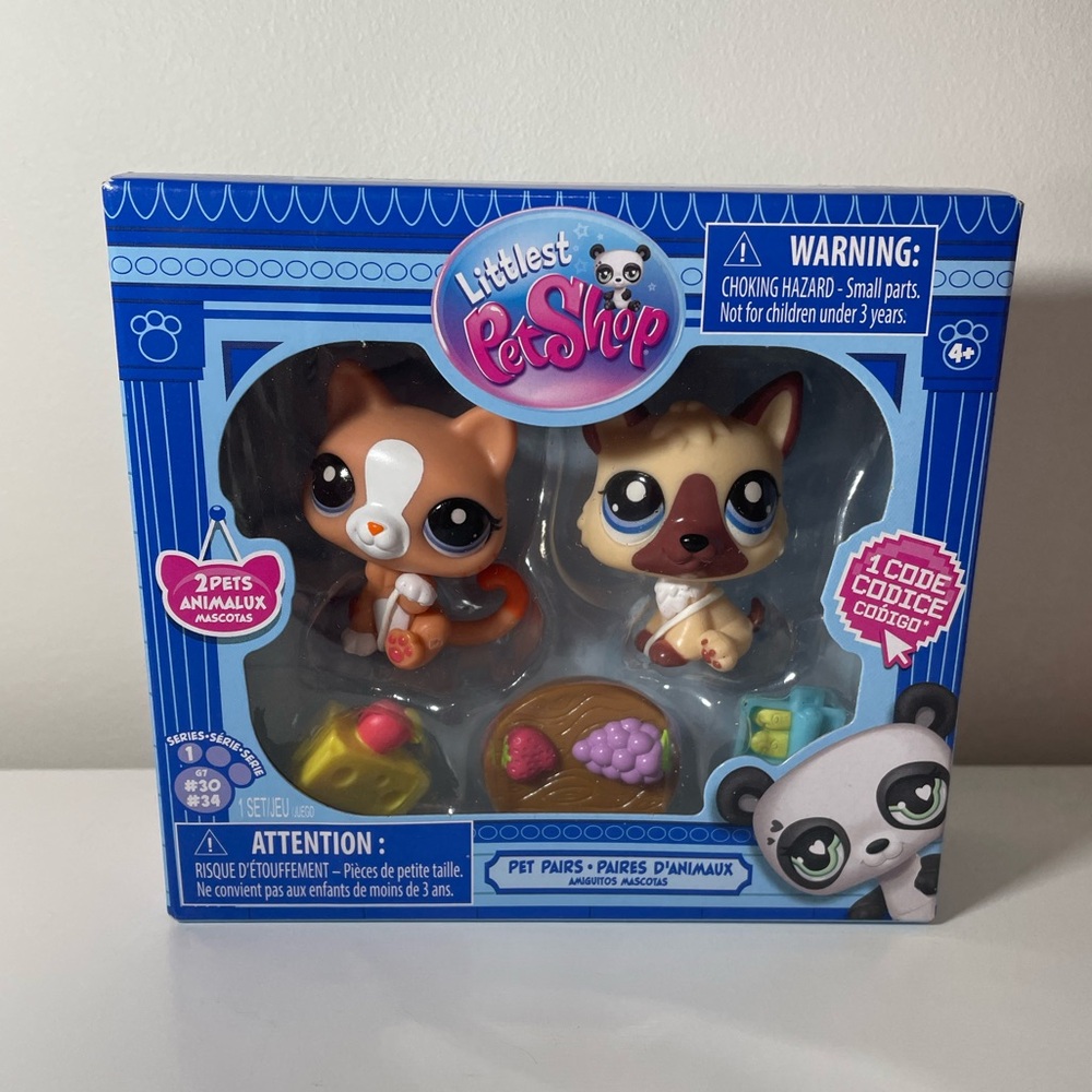 Littlest Pet Shop LPS G7 Pet Pairs #30 Ginger Cat & #34 German Shepherd NEW